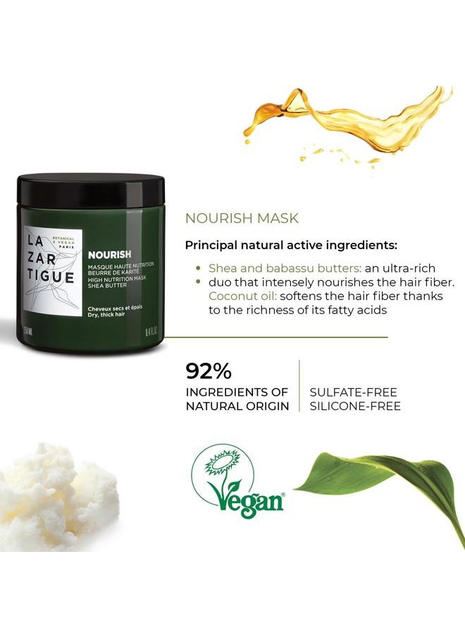 Lazartigue Nourish Mask - Moisturizing, Conditioning Treatment With Coconut Oil And Shea Butter - Non-Greasy, Easy Rinse, Super Creamy Formula - 100% Vegan, Sulfate And Silicone Free - 8.4 Oz  - Image 4