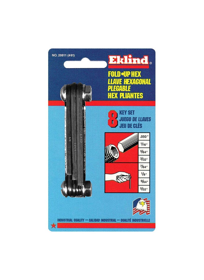 Eklind - 8-in-1 SAE Fold-Up Hex Key Set Silver and Black 2.032 x 12.192 x 7.112 cm 20811 - Image 1