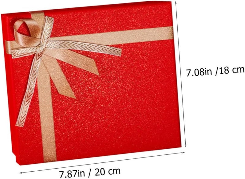 صندوق تغليف احتفالي PERSELOSO بغطاء 20×18×8 سم، حاوية تغليف لحفلات الزفاف ورأس السنة، صندوق قرمزي للاحتفالات بالعطلات - Image 2