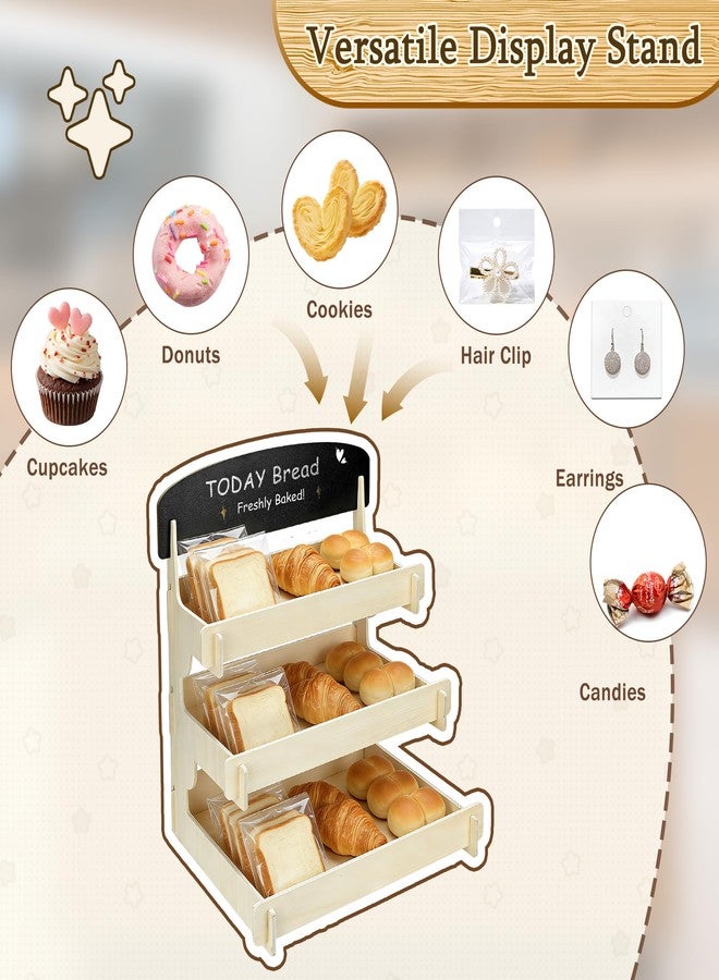 Mounting UP Wooden Cookie Display Stand with Chalkboard Sign for Market Booths, Craft Fairs & Events 3- Tier Cookie Display for Bakers & Vendors to Show Cupcakes, Bread, Muffins & Pastries - Image 5