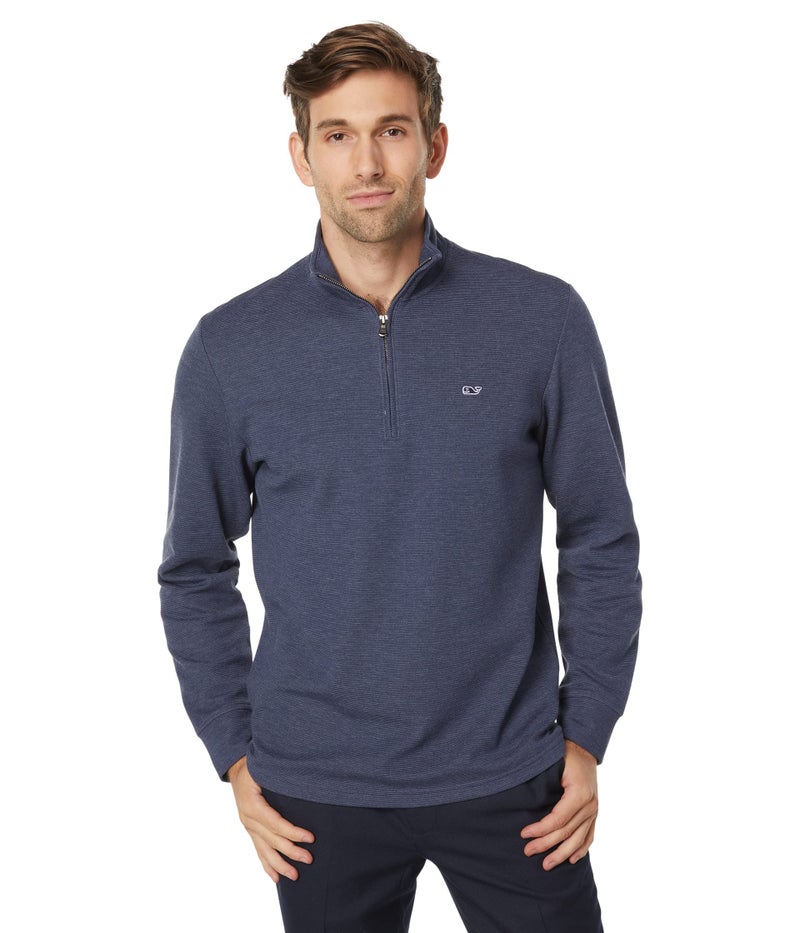 vineyard vines Men's Saltwater Quarter-Zip Pullover Sweater, Deep Bay, Large - Image 1