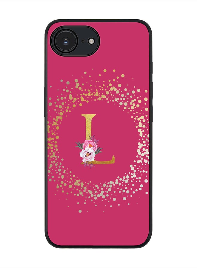 Stylizedd For Apple iPhone 16e Case,Slim fit Camera Protection, Shockproof Thin Phone cover  - Custom Monogram Floral - L ( Deep Pink ) - Image 1