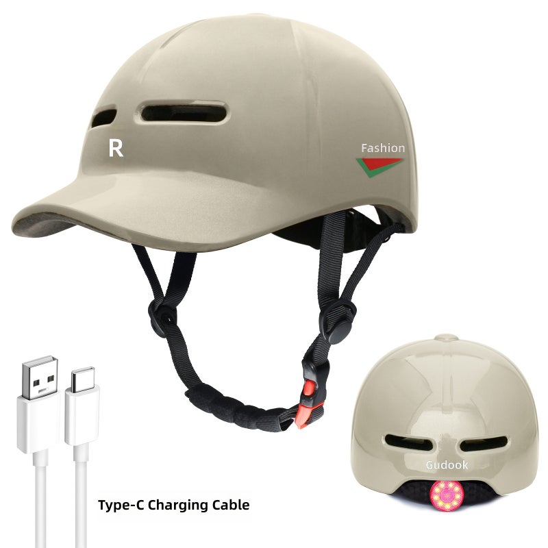 In-Mold Urban Bike Helmet – One-Piece Molded Lightweight Casual Cycling Helmet with Baseball Brim, Ventilated EPS Foam for E-Bike, Scooter, Skateboarding & Roller  Skating