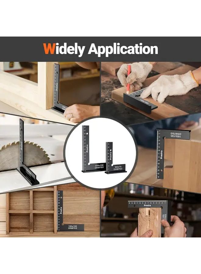 2 Piece Set Heavy Duty Aluminum Alloy Right Angle Square 90 Degree 150x100mm 100x70mm - Image 4