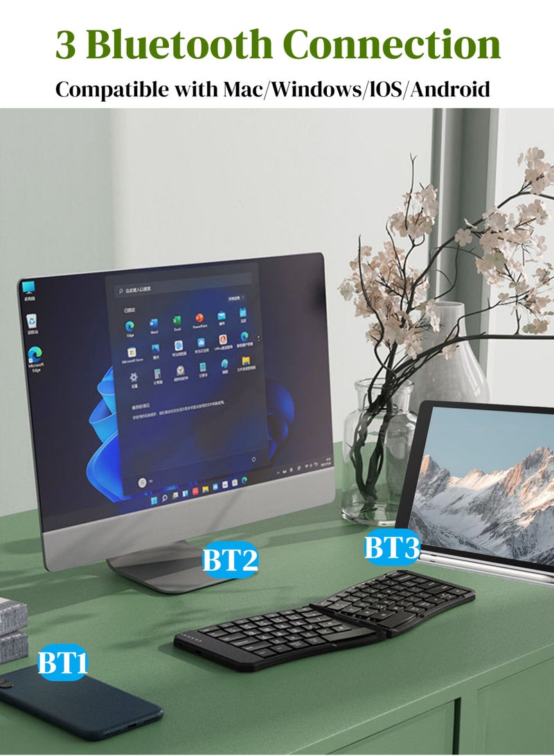 Rock Pow Ergonomic Foldable Keyboard Split Folding Travel Bluetooth Keyboard Ultra Slim Portable for iPad iPhone Tablet Laptop PC  - Image 3