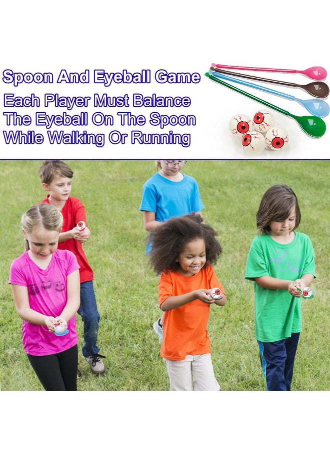 AMENON 17 Pcs Halloween Party Games, 4 Potato Sack Race Bags, Inflatable Spider Ring Toss Game, 4 Eyeballs and Spoon Race Game for Kids Family Adults 4 Players Halloween Party Favor Decor Outdoor Indoor Yard - Image 4