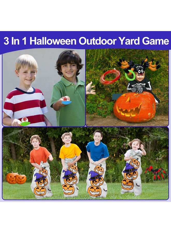 AMENON 17 Pcs Halloween Party Games, 4 Potato Sack Race Bags, Inflatable Spider Ring Toss Game, 4 Eyeballs and Spoon Race Game for Kids Family Adults 4 Players Halloween Party Favor Decor Outdoor Indoor Yard - Image 2