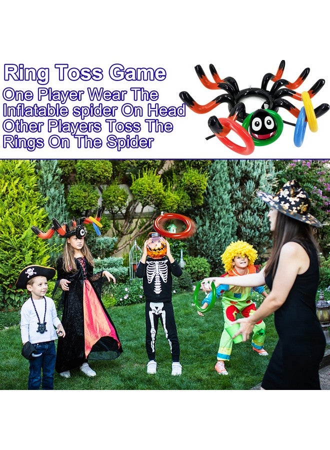AMENON 17 Pcs Halloween Party Games, 4 Potato Sack Race Bags, Inflatable Spider Ring Toss Game, 4 Eyeballs and Spoon Race Game for Kids Family Adults 4 Players Halloween Party Favor Decor Outdoor Indoor Yard - Image 3