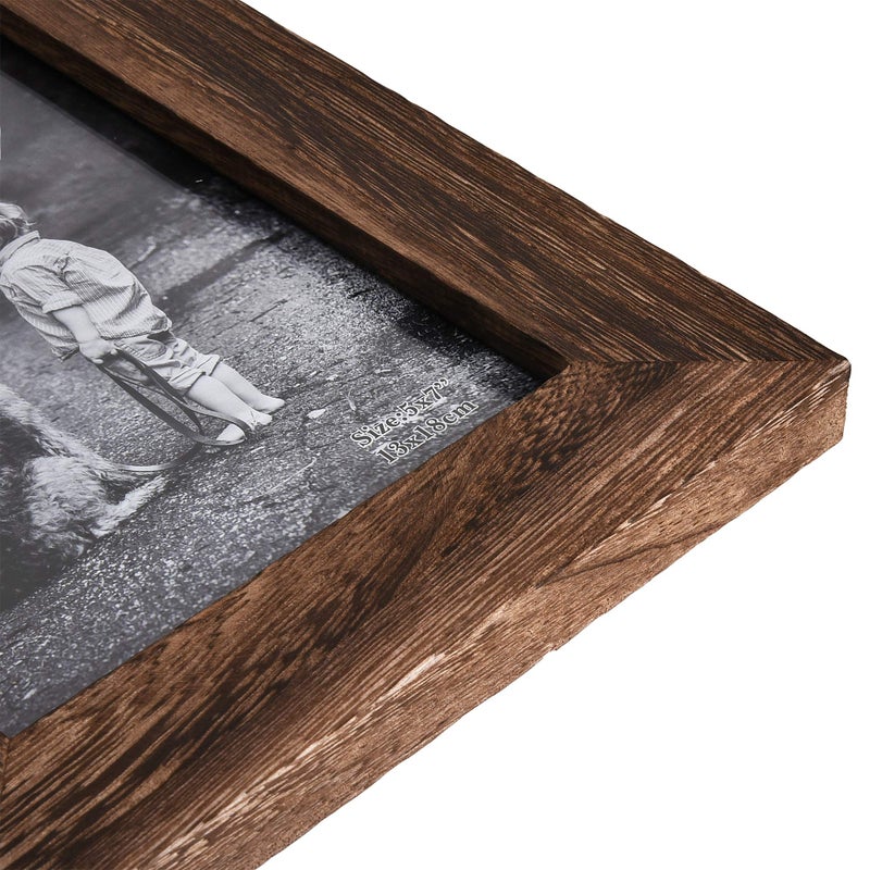 Yaetm 5x7 Picture Frame Distressed Wood, Rustic Solid Wood Photo Frame 5 x 7, Display for Tabletop and Wall, High Definition Glass, Carbonized Black (2 pack) - Image 3