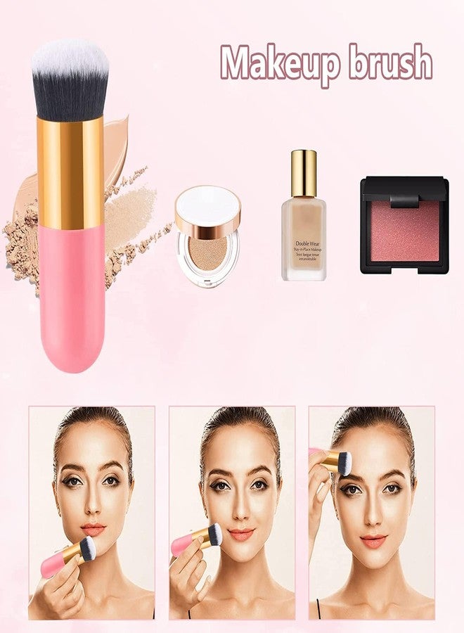 Calitate24 فرشاة كريم الأساس، فرشاة مكياج سميكة، فرشاة مكياج كابوكي للوجه، فرشاة بودرة الوجه للسفر لمزج مستحضرات التجميل السائلة أو الكريمية أو البودرة مع قطعتين من إسفنجة مكياج بيوتي بلندر. - Image 5