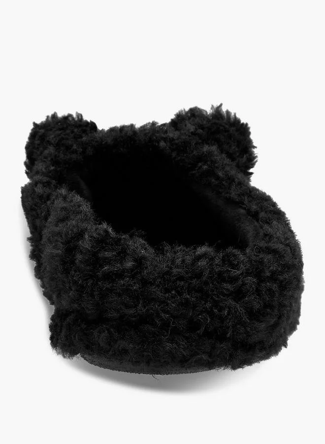 Le Confort BLACK Women Teddy Bear Embroidered Bedroom Mules for Women | Best Price UAE