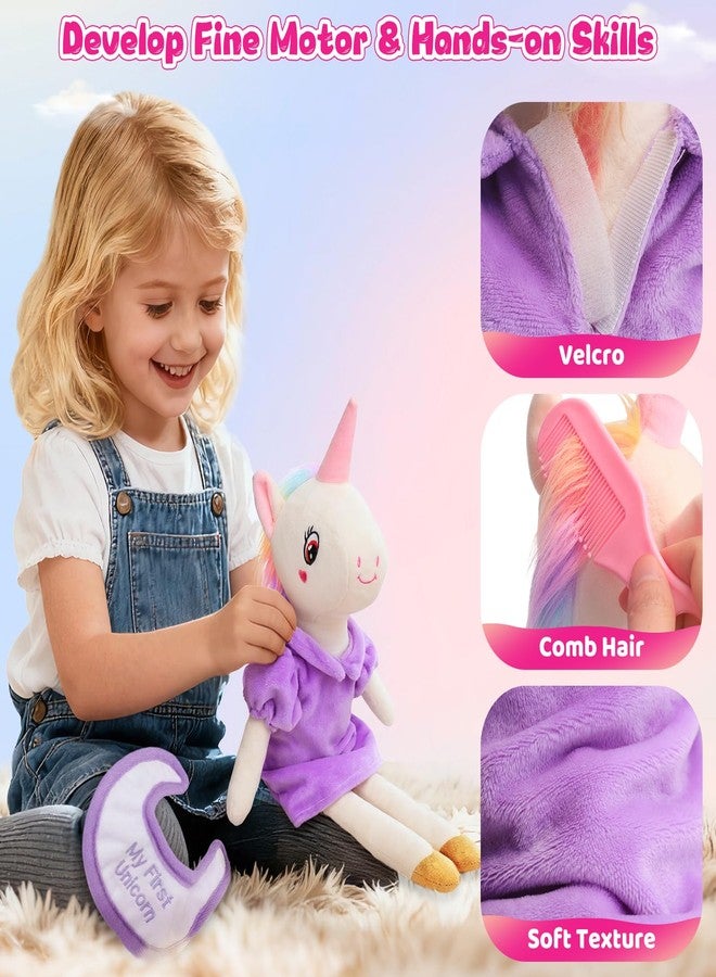 FPVERA Unicorn Toys for Girls Age 4-6, Ballerina Doll Toys for Girls 3-5, Ballet Dress up Stuffed Animals Dolls with 3 Sets of Clothes & Plush Bag, Unicorn Birthday Gifts for Kids Age 3 4 5 6 7 8 9 10 - Image 5