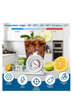 SYOSI 2 Pcs Indoor Thermometer, Fridge Freezer Thermometer Refrigerator Thermometer - Room Mechanical Thermometer, Dial Stainless Steel Thermometer for Home, Restaurants, Bars, Cafes  - Image 4