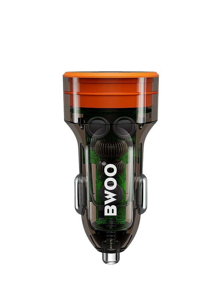 BWOO Bwoo Car Charger 38W USB-A+USB-C 2 in 1 Transparent Car Fast Charger for Iphone, Samsung, Vivo, Honor, One Plus Etc  - Image 2