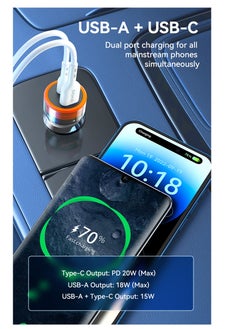 BWOO Bwoo Car Charger 38W USB-A+USB-C 2 in 1 Transparent Car Fast Charger for Iphone, Samsung, Vivo, Honor, One Plus Etc  - Image 5