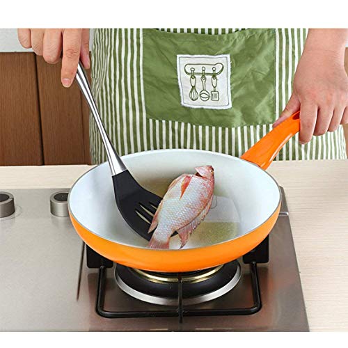 Baskety Basics Slotted Silicone Turner Spatula, High Heat Resistant to 480°F, Hygienic One Piece Design, Non Stick Rubber Kitchen Utensil for Fish, Eggs, Pancakes, Wok (Steel Slotted Black) - Image 4