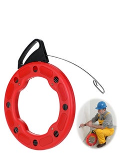 30m Fish Tape Wire Puller, Easy to use Cable Tool with Double Loop Tip Electrical Red Plastic Case Durable Fishing Tools for Walls and Conduit Wiring