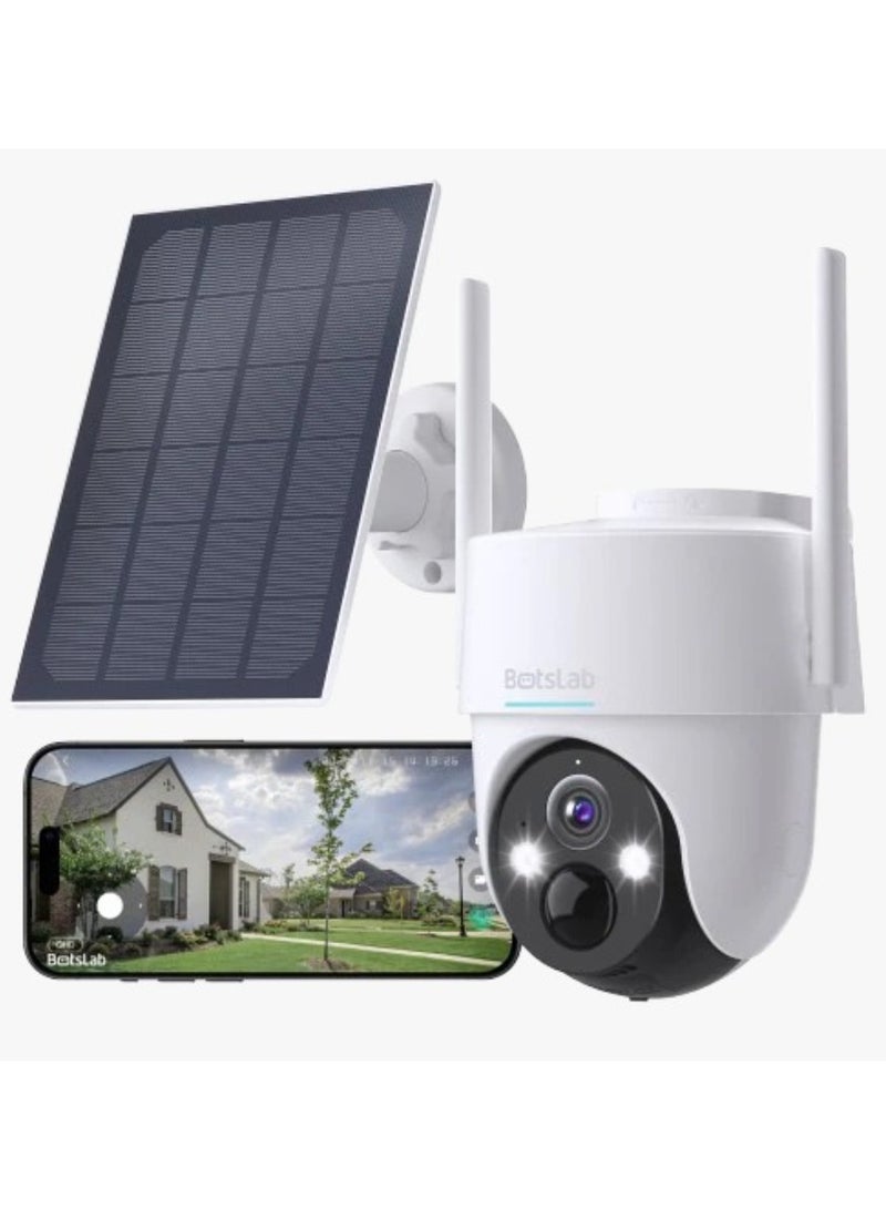 BOTSLAB W313 Outdoor Security Camera Wireless, 2K 3MP Pan Tilt Camera with Solar Powered, Color Night Vision, Human Detection for Home Surveillance, 2.4GHz WiFi, Compatible with Alexa - Image 1