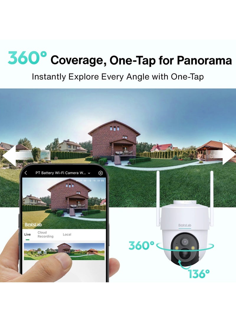 BOTSLAB W313 Outdoor Security Camera Wireless, 2K 3MP Pan Tilt Camera with Solar Powered, Color Night Vision, Human Detection for Home Surveillance, 2.4GHz WiFi, Compatible with Alexa - Image 2