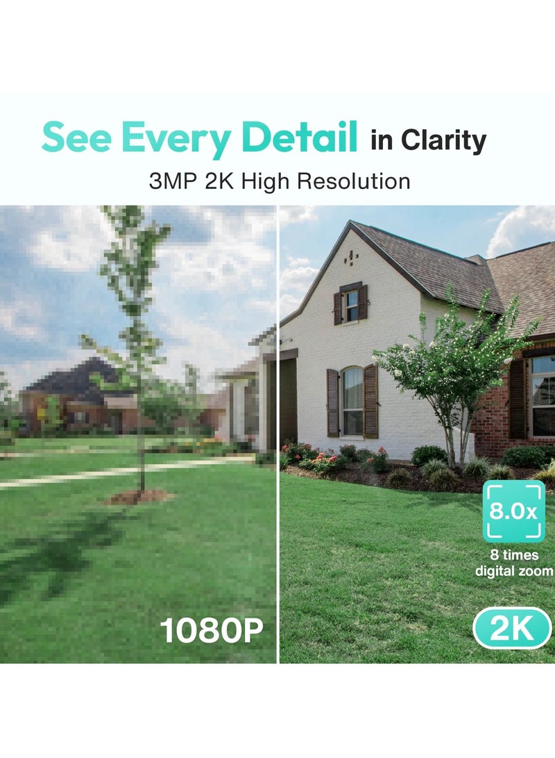 BOTSLAB W313 Outdoor Security Camera Wireless, 2K 3MP Pan Tilt Camera with Solar Powered, Color Night Vision, Human Detection for Home Surveillance, 2.4GHz WiFi, Compatible with Alexa - Image 4