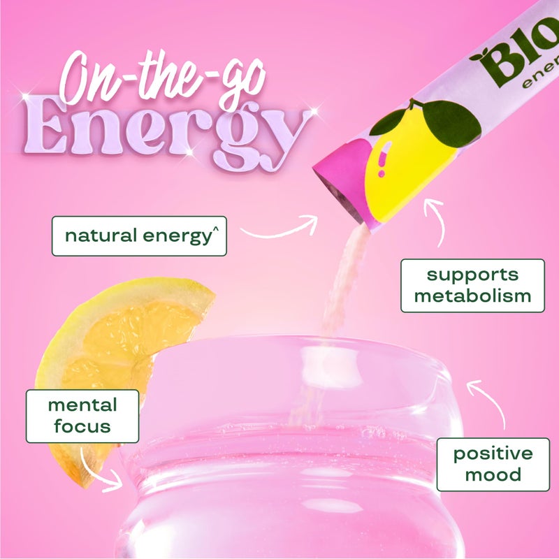 Bloom Nutrition Energy Drink Powder Packets, Sugar Free Energy Drink Mix with L-Theanine, B Vitamins & Natural Caffeine, On the Go Powder Sticks for Natural Energy, 10 Calories (10 Pouches (Pack of 1), Raspberry Lemonade) - Image 3
