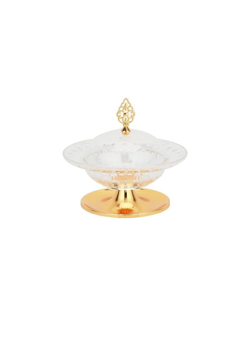 Royalford Date Bowl with Lid- RF12336/Perfect for Serving Dates, Dried Nuts, Candies, Etc./ Versatile and Strong Acrylic Construction with Elegant Golden-Finish Knob and Base/ Dishwasher and Freezer Safe Multicolor - Image 3