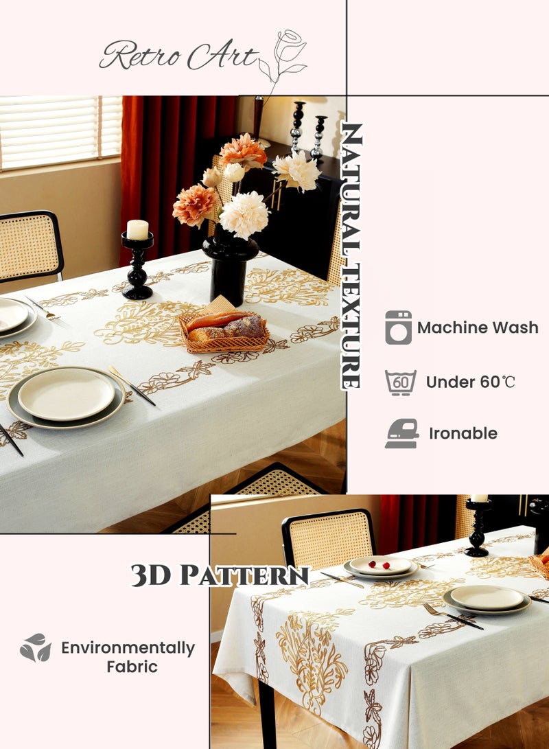 Cotton and Linen Rectangular Baroque Tablecloth,140X200cm Table Covers,Coffee Table Cloth, European Classical Luxury Style Light Brown,Baroque 3D Embroidery Pattern, High Gram Weight, Thick and Smooth, Soft and Environmentally Fabric, Wear-Resistant ,Durable, Machine Washable, Shrink-Resistant,Anti-Wrinkle, Finely Quilted and Reinforced,Home Kitchen Dining Tables Decorations, Outdoor Tables Clothes, Dinners, Weddings , Banquet Parties, Hotel Decorations,Large Size(55*79inch) - Image 5