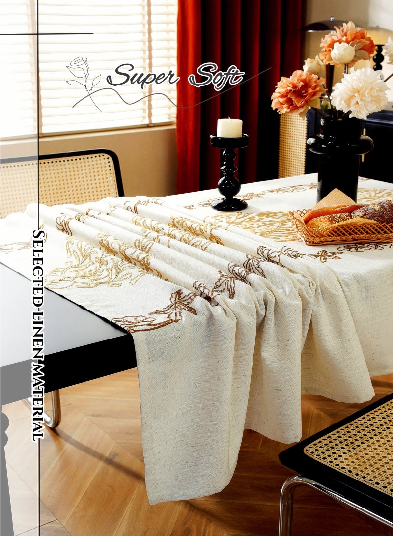 Cotton and Linen Rectangular Baroque Tablecloth,140X200cm Table Covers,Coffee Table Cloth, European Classical Luxury Style Light Brown,Baroque 3D Embroidery Pattern, High Gram Weight, Thick and Smooth, Soft and Environmentally Fabric, Wear-Resistant ,Durable, Machine Washable, Shrink-Resistant,Anti-Wrinkle, Finely Quilted and Reinforced,Home Kitchen Dining Tables Decorations, Outdoor Tables Clothes, Dinners, Weddings , Banquet Parties, Hotel Decorations,Large Size(55*79inch) - Image 4