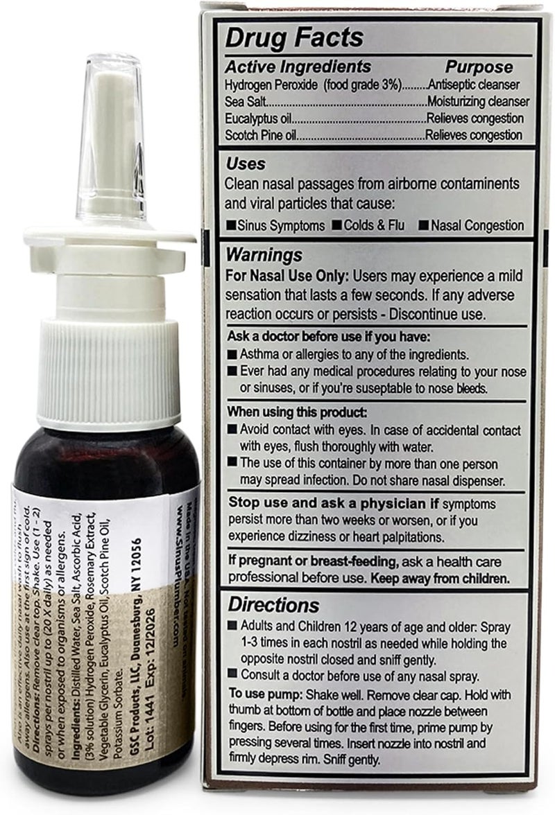 Sinus Plumber Hydrogen Peroxide Nasal Hygiene Mist  Deep Cleans Nose from Airborne Particles for Immune Defense - Image 4