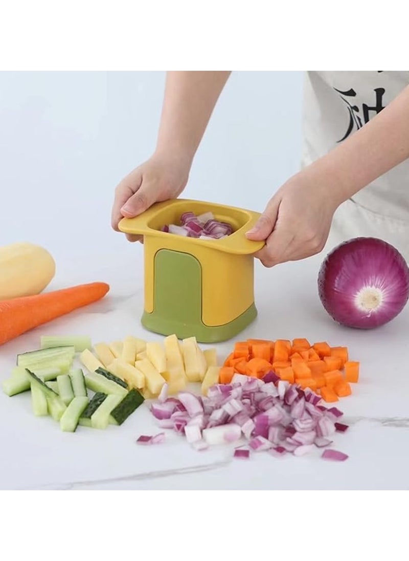 Generic Multifunctional Stainless Steel Vegetable Cutter Vegetable Cutter with Bowl, Manual Press Food Slicer  - Image 1