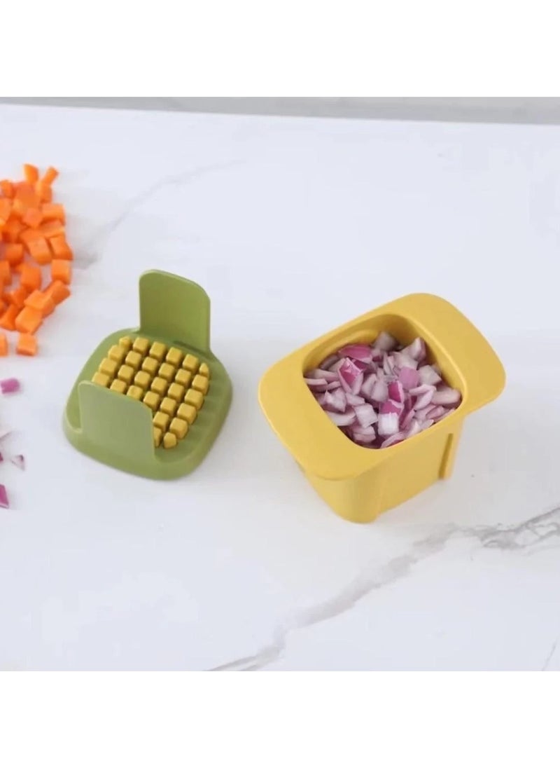 Generic Multifunctional Stainless Steel Vegetable Cutter Vegetable Cutter with Bowl, Manual Press Food Slicer  - Image 3