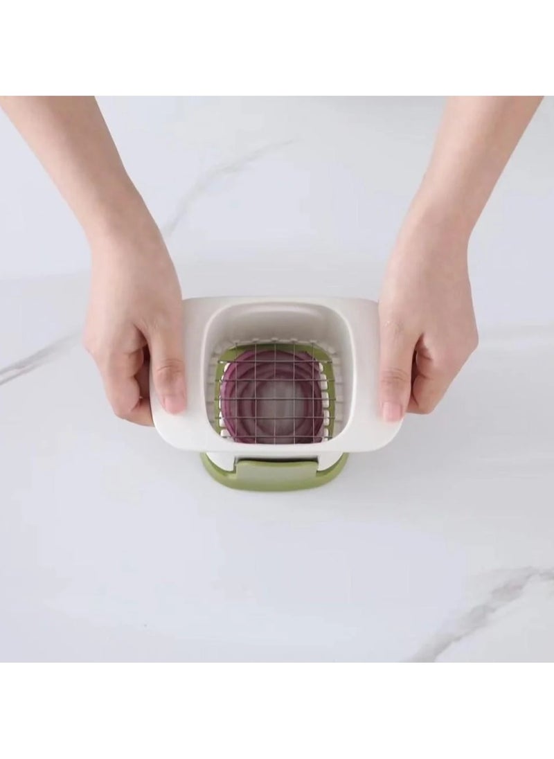 Generic Multifunctional Stainless Steel Vegetable Cutter Vegetable Cutter with Bowl, Manual Press Food Slicer  - Image 4