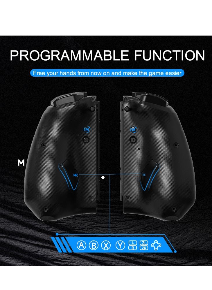 Joypad Controller, Joypad Support 3 different light modes，Wake-up Function,Ergonomic hand-fit design,Bluetooth Wireless Joy Con Controller with Dual Vibration and Gyroscope axis Black