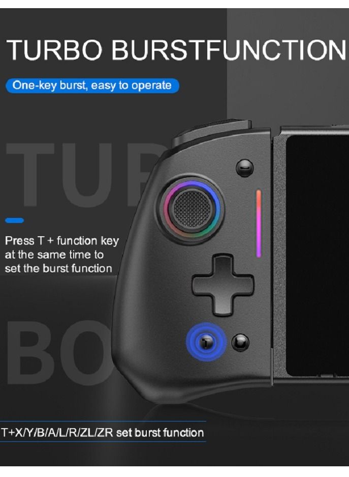 Joypad Controller, Joypad Support 3 different light modes，Wake-up Function,Ergonomic hand-fit design,Bluetooth Wireless Joy Con Controller with Dual Vibration and Gyroscope axis Black