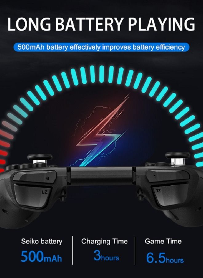 Joypad Controller, Joypad Support 3 different light modes，Wake-up Function,Ergonomic hand-fit design,Bluetooth Wireless Joy Con Controller with Dual Vibration and Gyroscope axis Black