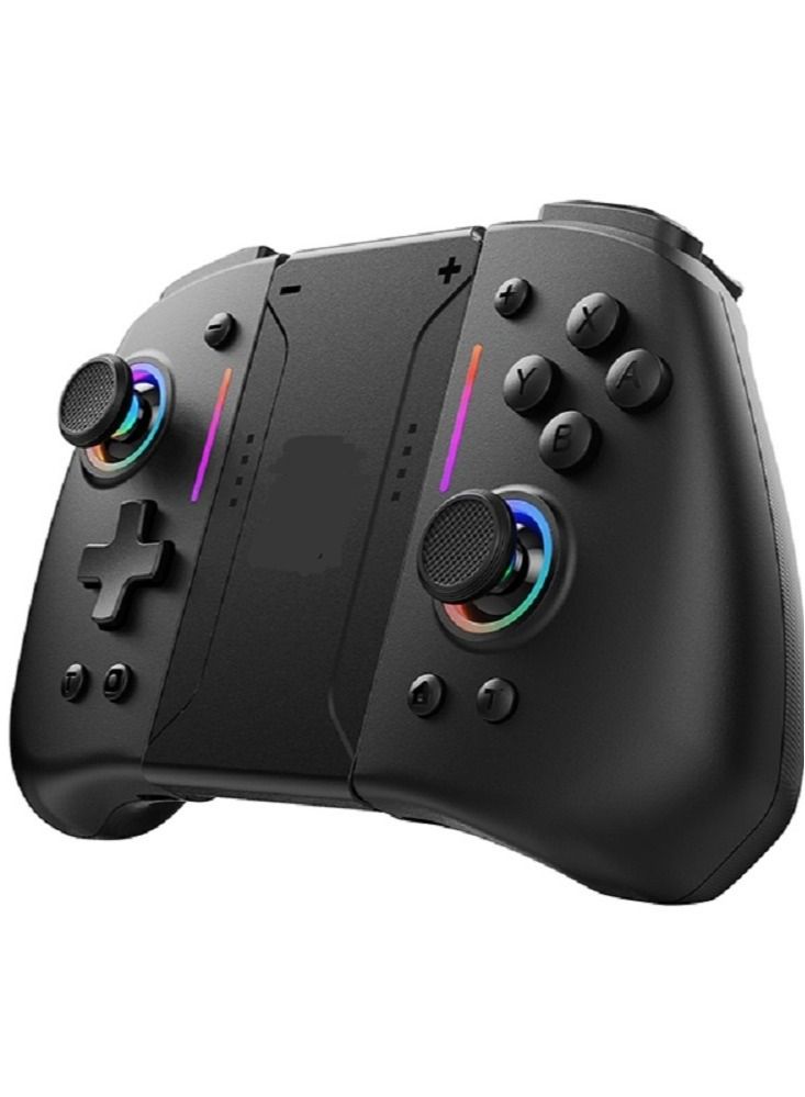 Joypad Controller, Joypad Support 3 different light modes，Wake-up Function,Ergonomic hand-fit design,Bluetooth Wireless Joy Con Controller with Dual Vibration and Gyroscope axis Black