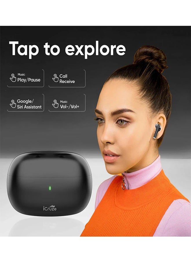 iCruze سماعات أورا TWS - بلوتوث 5.3، 40 ساعة وقت تشغيل، ENC، محركات 13 مم، عزل الضوضاء، تحكم باللمس، شحن من نوع C - Image 3
