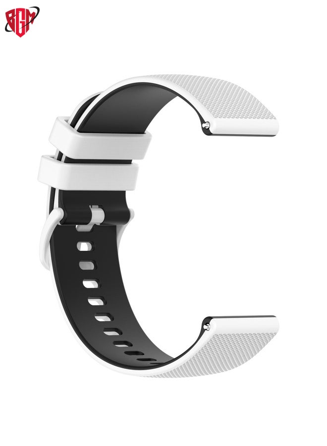 BGM For Amazfit BIP 20mm Checkered Two-Color Silicone Watch Band(White+Black)  - Image 2