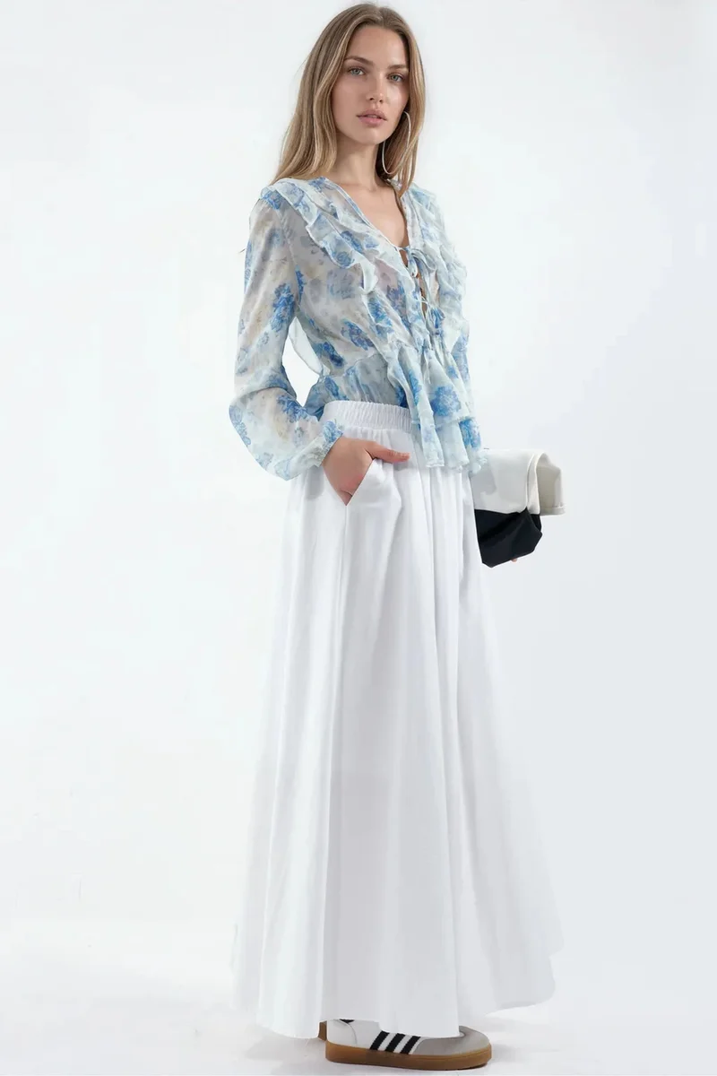 Busem BUSEM Elastic Waist Midi Skirt with Pockets