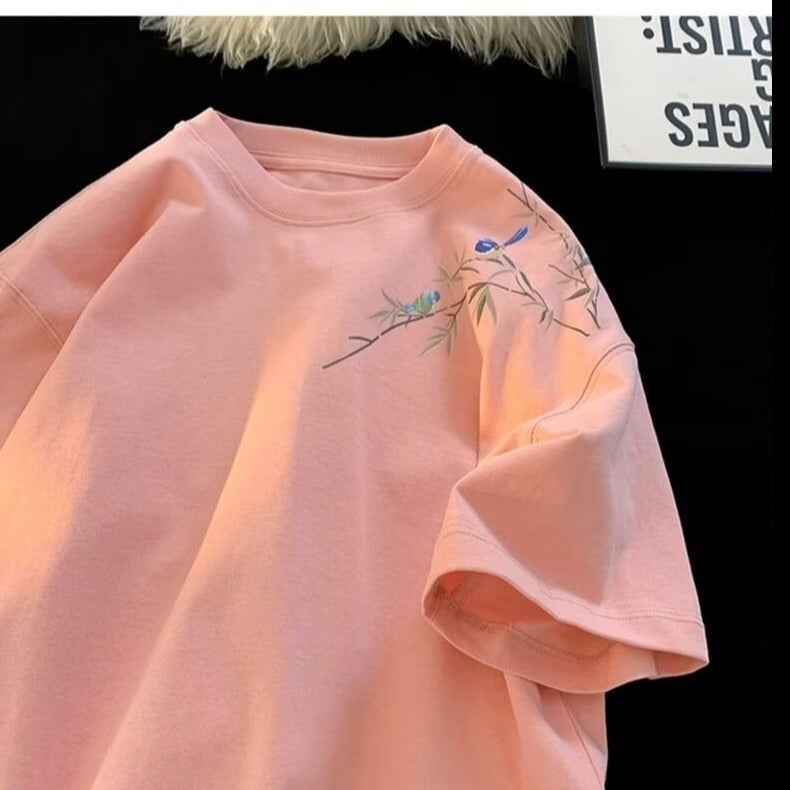 Summer Mens Bamboo White Tee Pink 