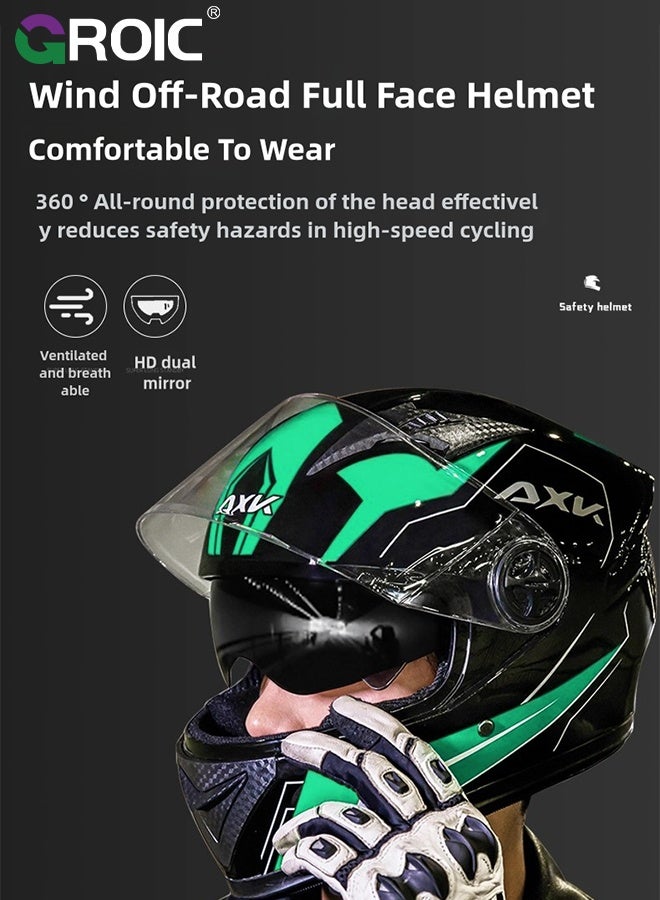 GROIC Sport Motorcycle Helmet,Motorcycle Full Face Helmet,ightweight ABS Shell,Bike Motocross Helmets for Adults,Motorcycle Street Bike Helmet(Green)  - Image 2