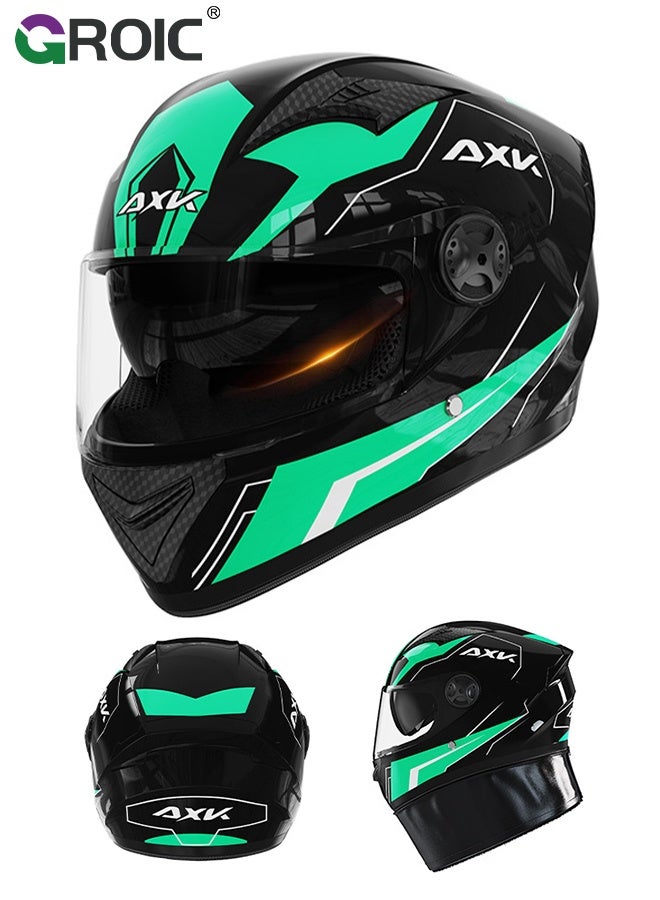 GROIC Sport Motorcycle Helmet,Motorcycle Full Face Helmet,ightweight ABS Shell,Bike Motocross Helmets for Adults,Motorcycle Street Bike Helmet(Green)  - Image 1