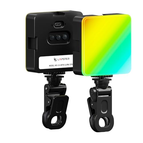 ls lapster Lapster Luma sync RGB Light for Video Shooting YouTube,Zoom Meeting, Photography Lighting with Clip Dimmable and Rechargeable for Camera Selfie Stick Tripod Laptop Cellphone & Other Gadgets - Image 1