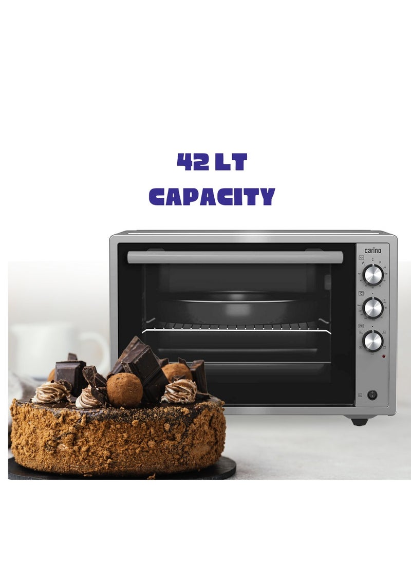 carino Carino Electric Oven 42 Liter With Double Glass Door 1300W CM4240 With Turbo Fan | Auto Shut-off Function Black & Silver  - Image 5