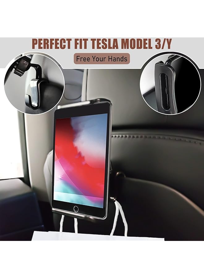 SYOSI Cell Phone Tablet Car Mount Holder Compatible With 2016-2022 Tesla Model 3 Model Y Headrest Mount Back Seat Cellphone Tablet Stand Cradle Tesla Model 3/Y Accessories Upgrade - Image 5