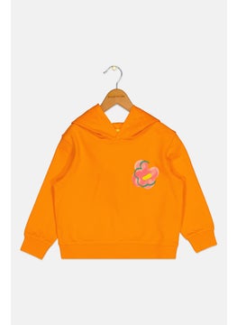 ESPRIT Kids Girl Hooded Embroidered Long Sleeves Sweatshirt, Orange  - Image 1