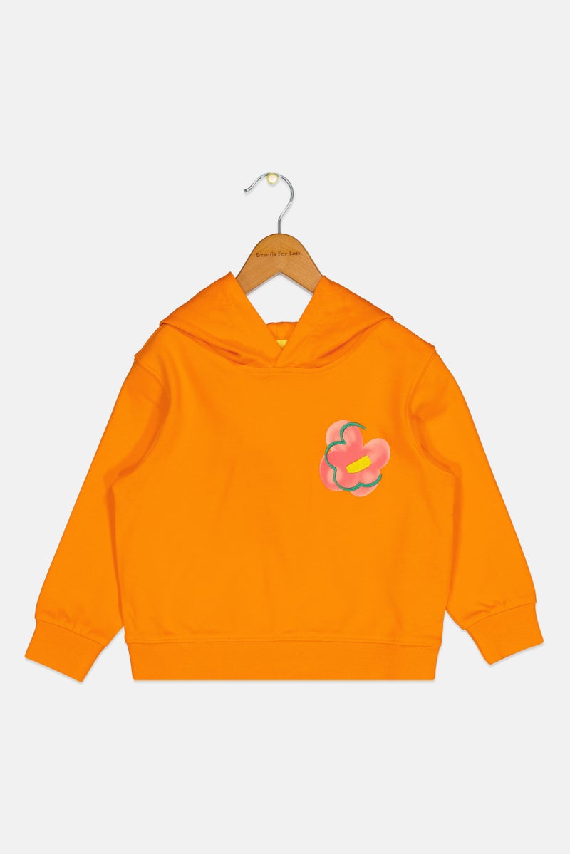 ESPRIT Kids Girl Hooded Embroidered Long Sleeves Sweatshirt, Orange  - Image 1