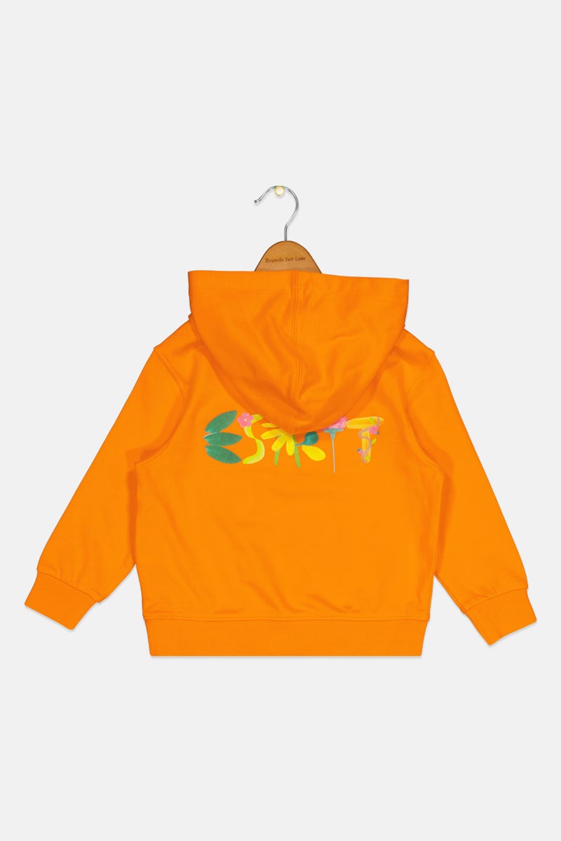 ESPRIT Kids Girl Hooded Embroidered Long Sleeves Sweatshirt, Orange  - Image 2