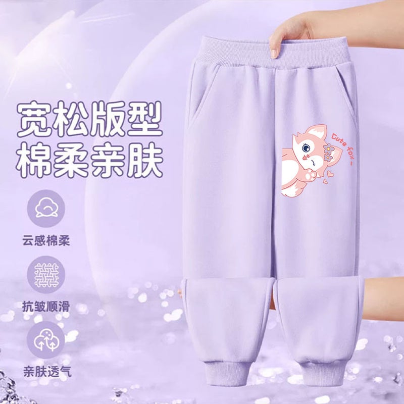 Children'S Autumn Western Style Casual Pants Girls' All-Match Cartoon Sweatpants Large Children'S Trousers - Image 1
