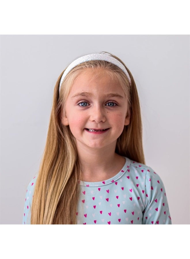 FROG SAC Glitter Headbands for Girls, White Headband for Little Girl Hair Accessories, Sparkly Wide Hair Bands for Kids, Cute Fashion Alice Head Band for Children, Thick Sparkle Bling Child Hairband - Image 4
